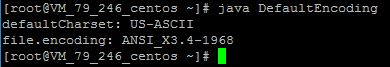 java character stream default charset test in linux console