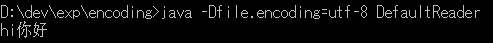 default charset reader test in Windows CMD with param -Dfile.encoding utf-8