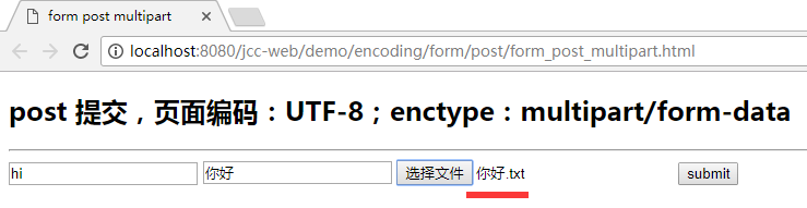 form post enctype multipart/form-data type file code 浏览器页面